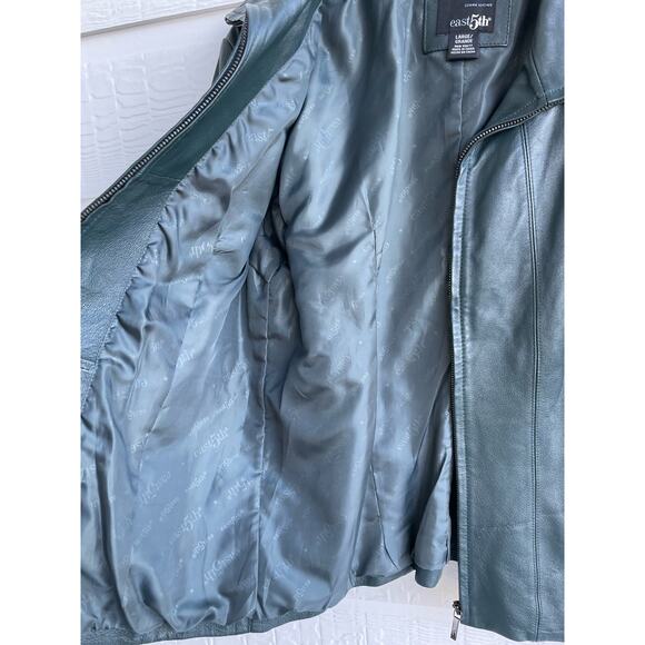 EAST 5th Dark Green Ladies Leather jacket Large - Picture 9 of 9